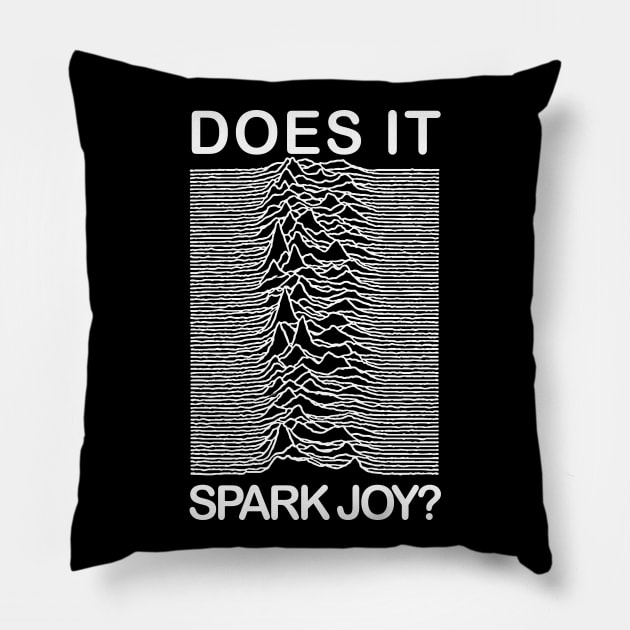 Does It Spark Joy / Humorous Unknown Pleasures Parody Design Pillow by DankFutura