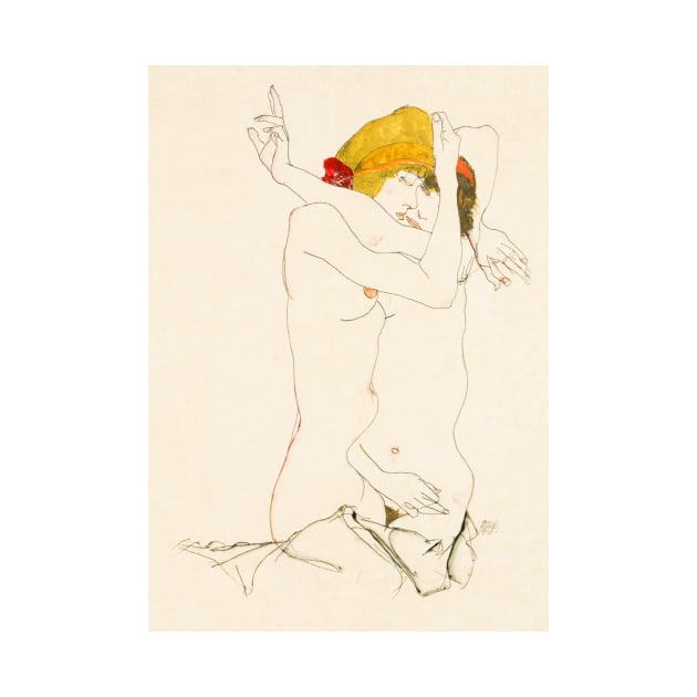 Two Women Embracing (1913) by Egon Schiele by WAITE-SMITH VINTAGE ART