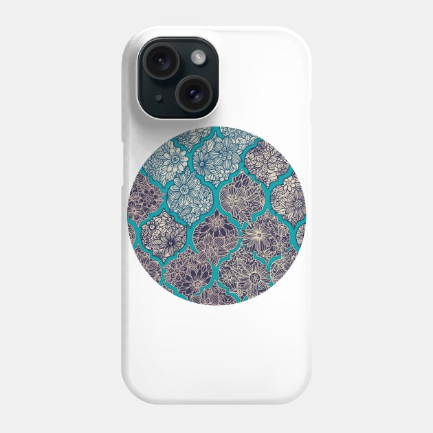 Moroccan Floral Lattice Arrangement - teal Phone Case by micklyn