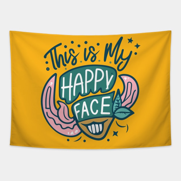 This Is My Happy Face Tapestry by KittyLizard