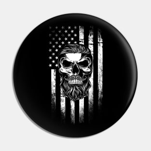 Beard American Flag Skull Pin