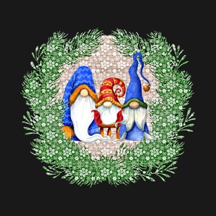 Cute Gnome Family Portrait For Holiday Gnome Lover Christmas T-Shirt