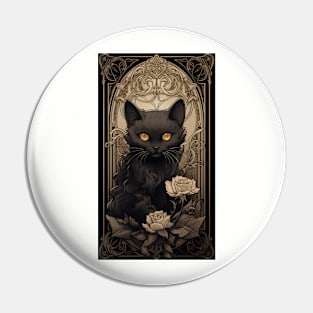 Black Art Nouveau Kitten Pin