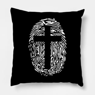 jesus-christ-team-jesus- religious - gift - cross fingerprint Pillow