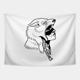 Wolf Man Wild Nature Hunter Tapestry