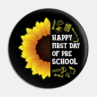 Happy First Day Of Preschool Sunflower Teacher Student Back To School Gift Pin