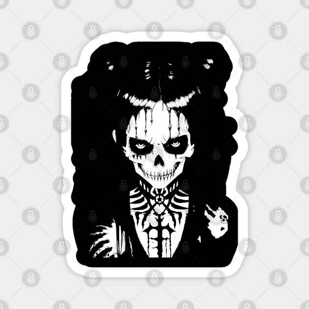 Sinister looking girl in black and white art Magnet by DeathAnarchy