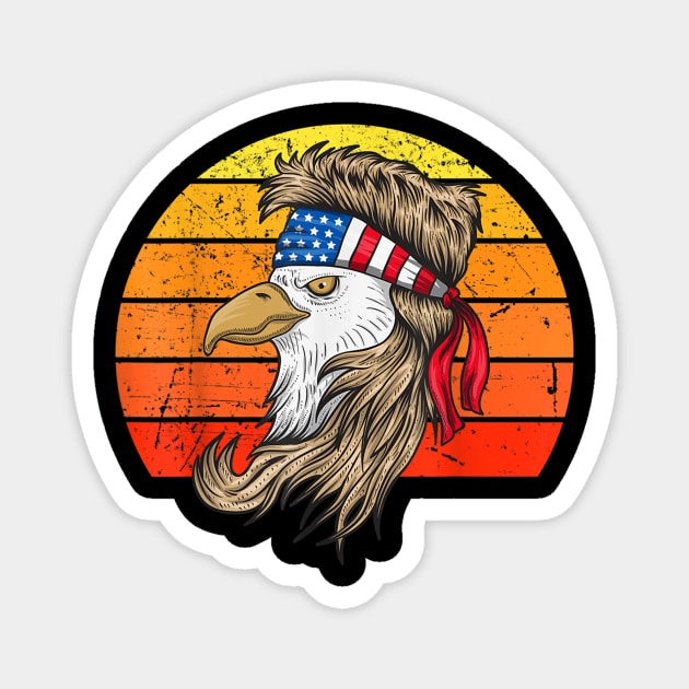 4th of July Shirt Bald Eagle with Mullet American USA Flag Magnet by Haley Tokey