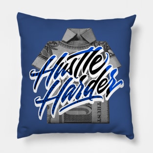 Hustle Harder Racer Blue Retro Sneaker Art Pillow