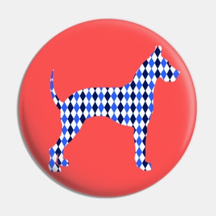 Blue Harlequin Great Dane Silhouette Pin