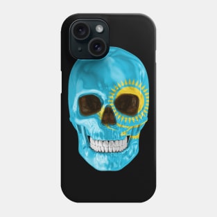 Kazakhstan Flag Skull - Gift for Kazakhstani With Roots From Kazakhstan Phone Case