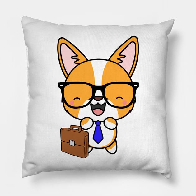 Funny corgi is on the way to work Pillow by Pet Station