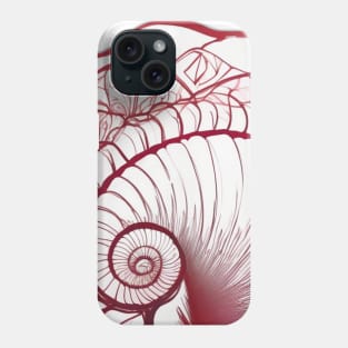 Elegant Red Nautilus Shell Illustration No. 751 Phone Case