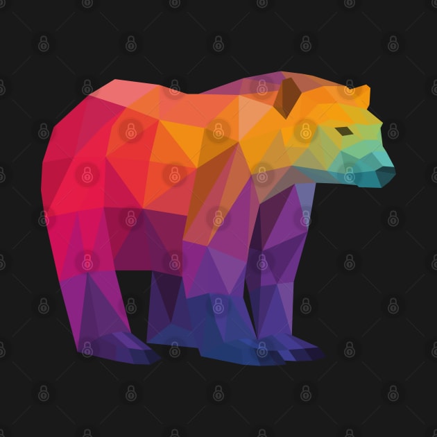 Rainbow Geometric Bear by shaldesign