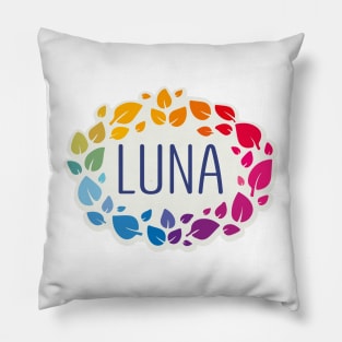 Luna name with colorful leaves Pillow