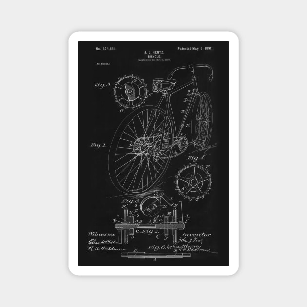 1899 Bicycle Blueprint Drawing Magnet by LittleBean