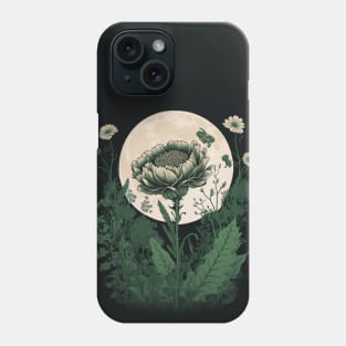 Sage Green Wildflower Floral Moon Flower Botanical Phone Case