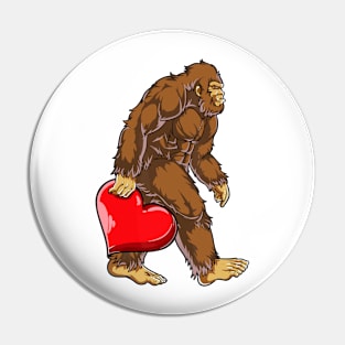 Bigfoot Heart Valentines Day Boys Men Love Sasquatch Pin