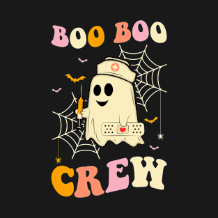 Retro Vintage Groovy Boo Boo Crew Halloween Nurse T-Shirt