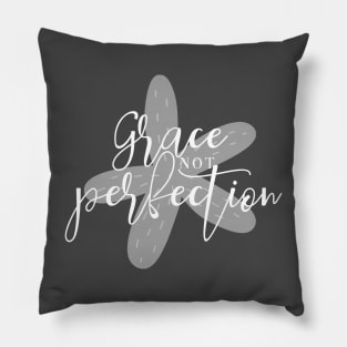 Grace Not Perfection - Grey - Starfish Art Pillow