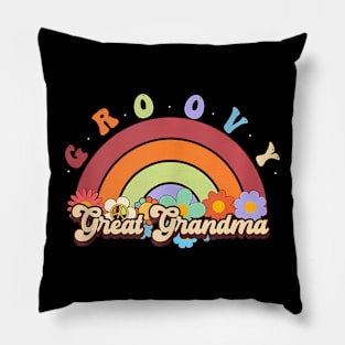 Groovy Great Grandma Rainbow Family Birthday Party Pillow