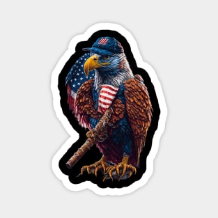 American eagle, flag, baseball hat and baseball bat Tshirt design Magnet