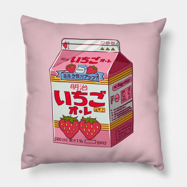 Strawberry milk print Pillow by AnGo