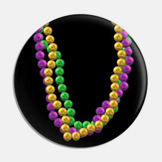 Mardi Gras Bead Necklaces in Purple, Green and Gold (Black Background) Pin by Art By LM Designs 