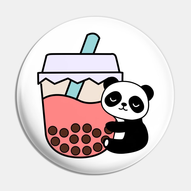 Cute Panda Baby Bubble Tea Hug Kawaii Cream Pin by 4U2NV-LDN