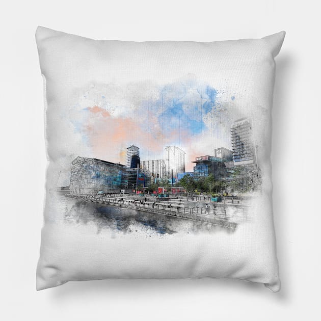 Salford Quays - Media City Pillow by Phil Shelly Creative