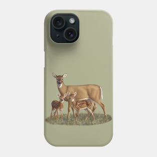 Whitetail Deer Doe and Cute Twin Fawns Phone Case