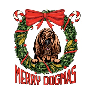 Merry Dogmas Christmas Bloodhound Dog Owner T-Shirt