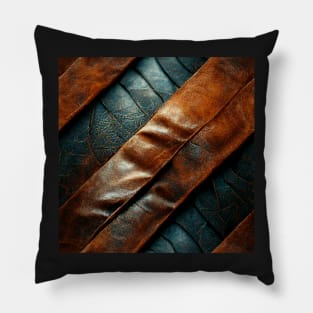 Worn leather stripes, natural and ecological leather print #23 Pillow