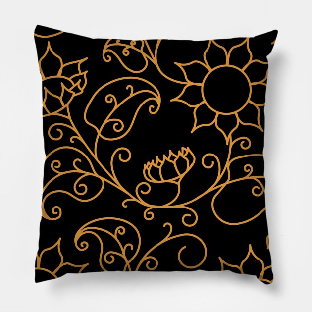 Floral Gold Pillow by Shop Ovov