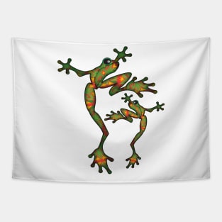 Green Festive Frogs Tapestry