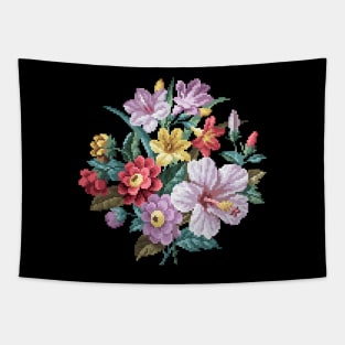 Flower bouquet pixel art Tapestry
