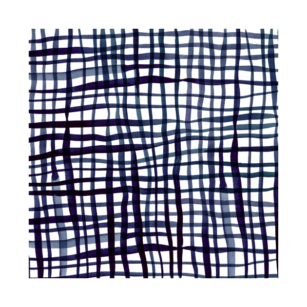 Watercolor doodle gingham - indigo by wackapacka