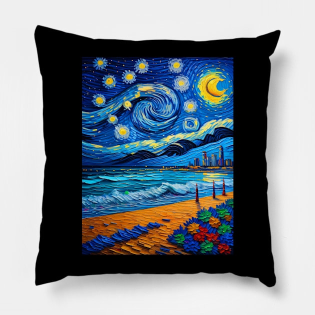 South Beach Miami Pillow by FUN GOGH