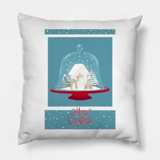 Vintage Merry Christmas Gingerbread House Terrarium Pillow