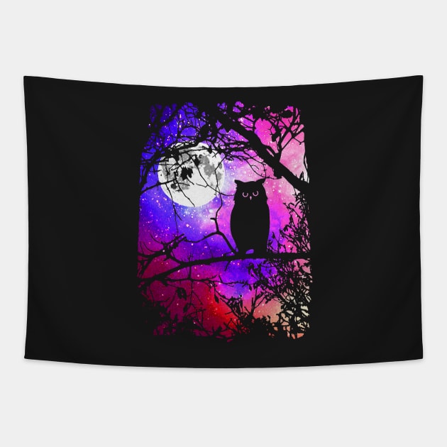 Owl Moon with Night Sky Stars Tapestry by robotface