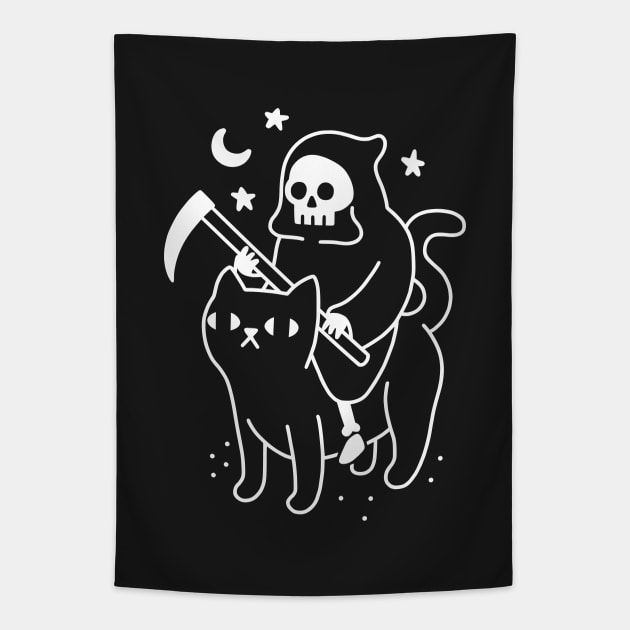 Death Rides a Black Cat Tapestry by obinsun