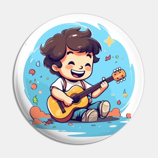 happy kid playing a guitar v6 Pin