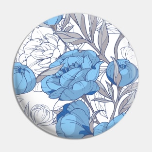 Blue and gray peonies Pin