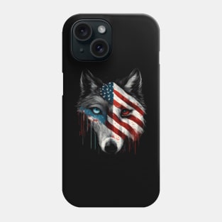 Wolf, american flag, Alaska, Idaho, Michigan, Minnesota, Montana, New Mexico, Utah, Wyoming Phone Case