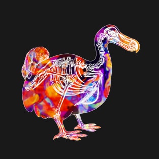 Colorful Skeleton and Outline of Dodo Bird T-Shirt