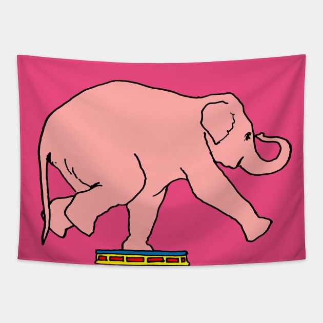 Big Pink Elephant, fairground show, Tapestry by VincentRussellArt