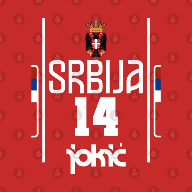 Nikola Jokic Retro Serbia Jersey Fan Art by darklordpug