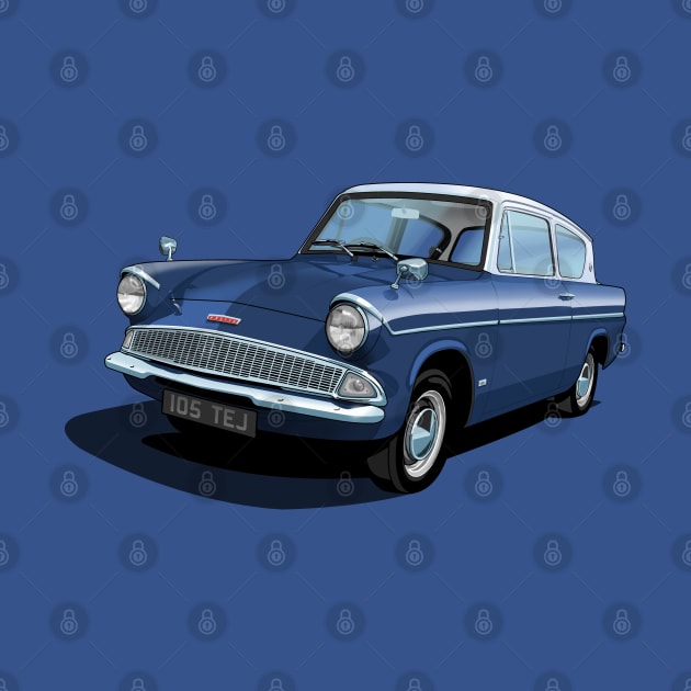 Ford Anglia in Ambassador Blue by candcretro