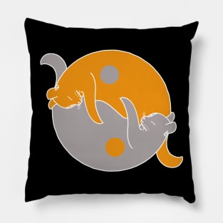 ginger grey yin yang cat Pillow