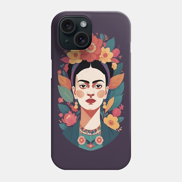 Frida's Floral Reverie: Illustrative Portrait Phone Case by FridaBubble